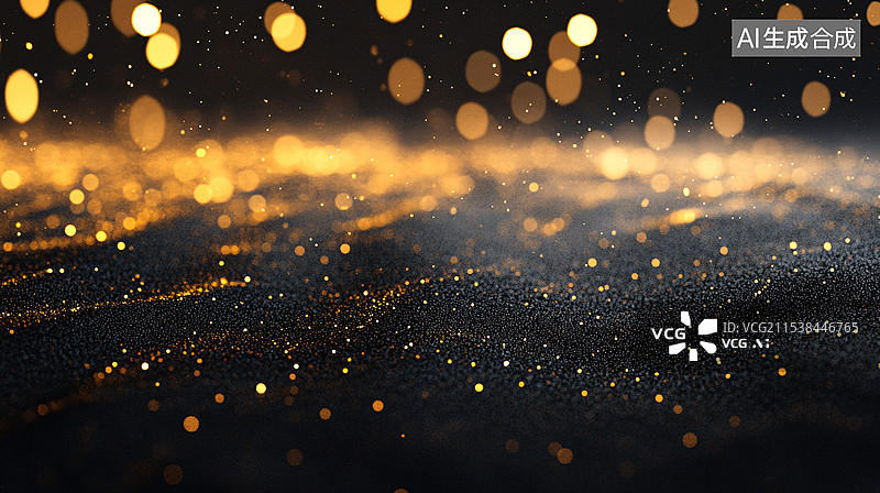 【AI数字艺术】金色的闪光流沙金箔背景、散景效果，温暖而奢华的氛围，节日庆祝图片素材