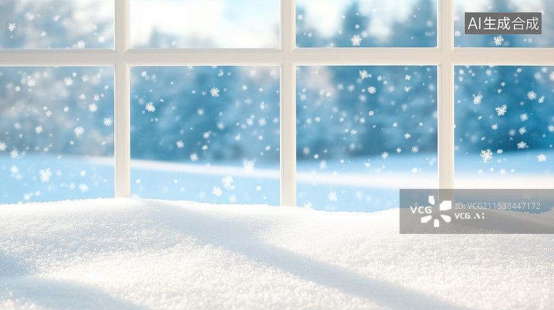 【AI数字艺术】窗外的冬日雪景图片素材