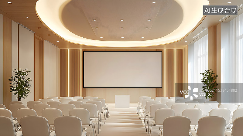 【AI数字艺术】现代化极简主义的会议厅图片素材