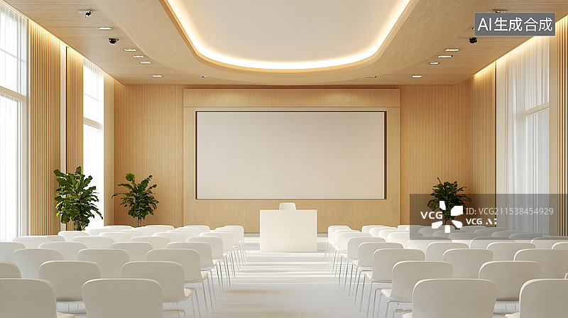 【AI数字艺术】现代化极简主义的会议厅图片素材