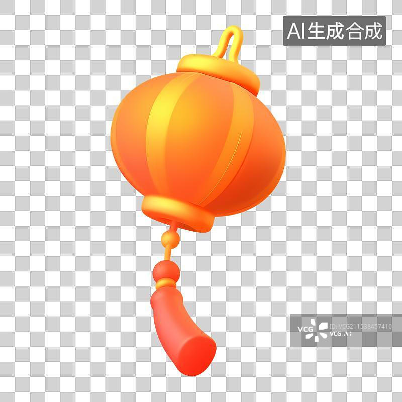 【AI数字艺术】简约卡通3D灯笼图标图片素材