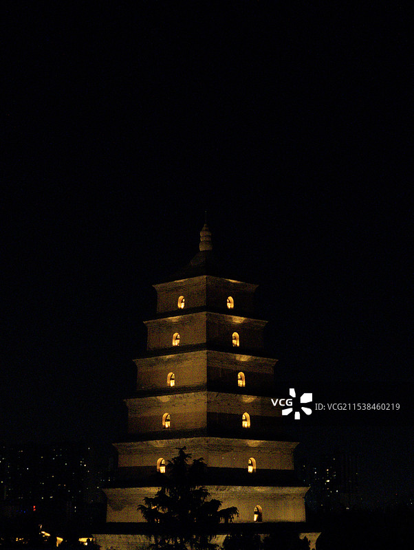 西安大雁塔夜景图片素材