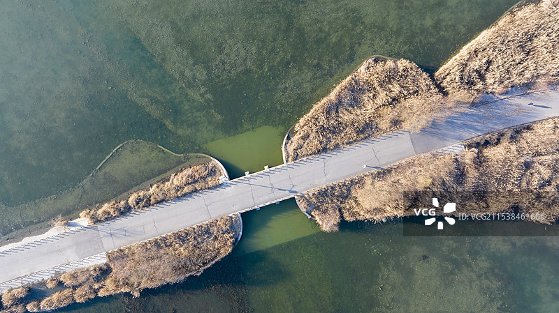 航拍滹沱河过河小路图片素材