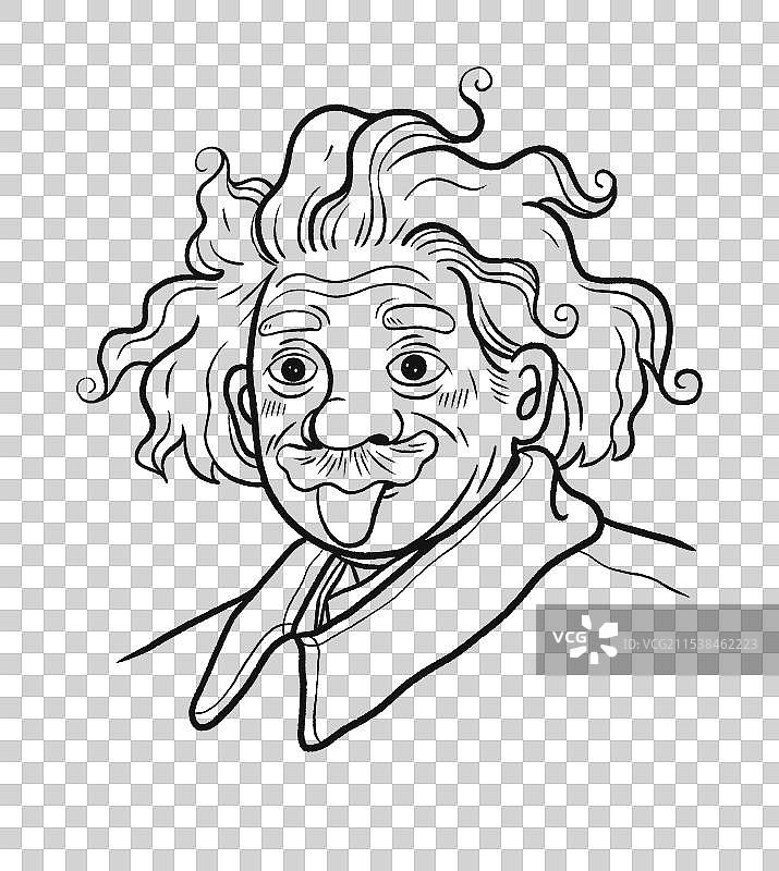 卡通简笔画爱因斯坦名人头像插画元素图片素材