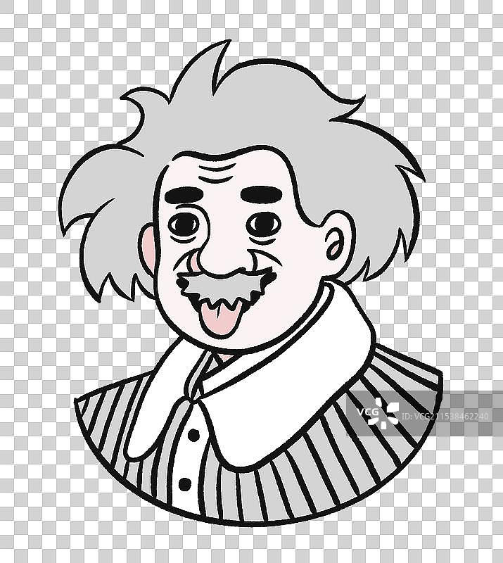 卡通简笔画爱因斯坦名人头像插画元素图片素材