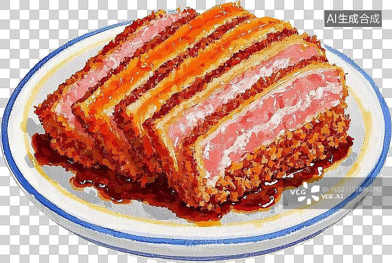 【AI数字艺术】一盘粉蒸肉美食插画图片素材
