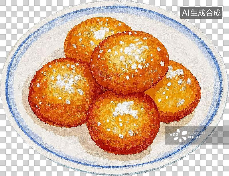 【AI数字艺术】一盘糖油粑粑特色小吃美食插画图片素材