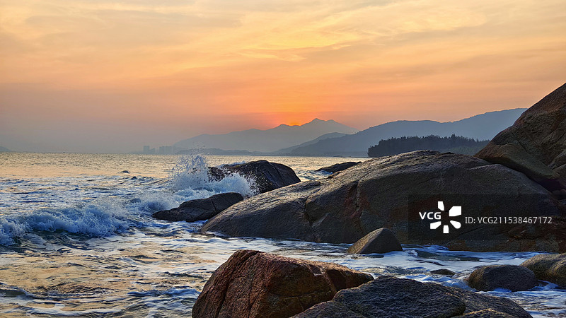 日落石梅湾图片素材