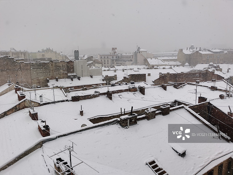 乌克兰利沃夫2021年12月离俄乌战争开始2个月前的街道风景图片素材