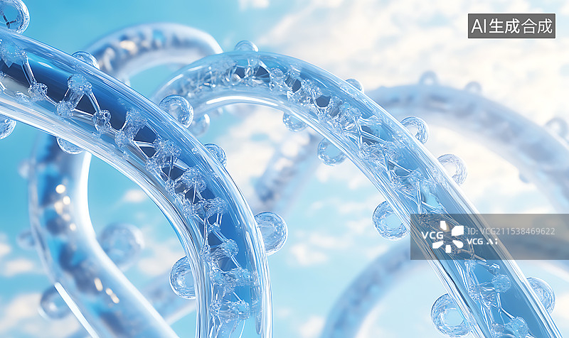 【AI数字艺术】3D分子结构图科技背景图图片素材