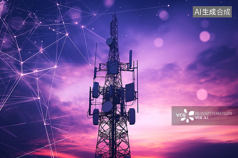 【AI数字艺术】5G通讯基站图片素材