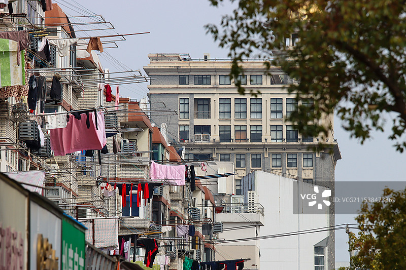 上海风光 上海特有的晾衣服方式图片素材