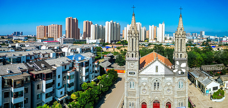 朔州 朔州老城 崇福寺 尉迟敬德庙 地标 航拍图片素材