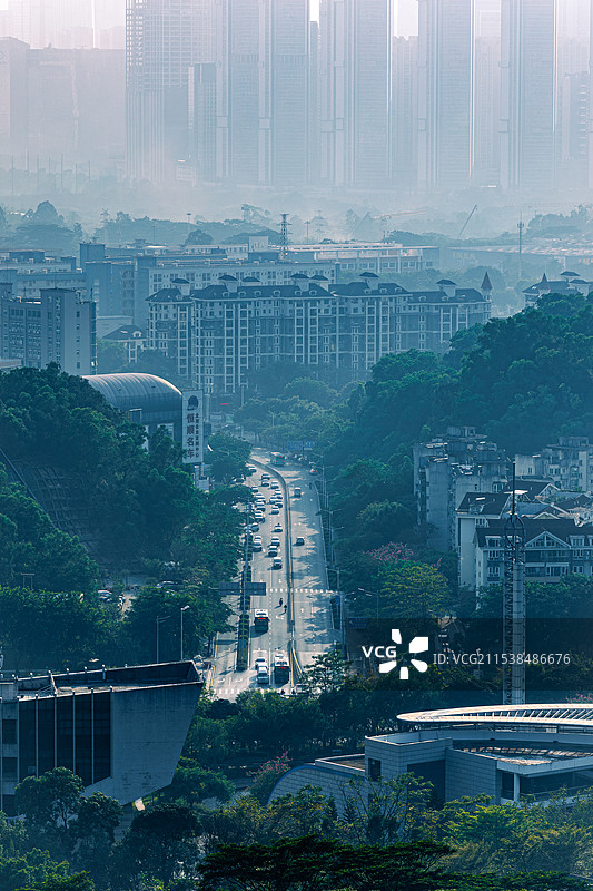深圳南山薄雾一景图片素材