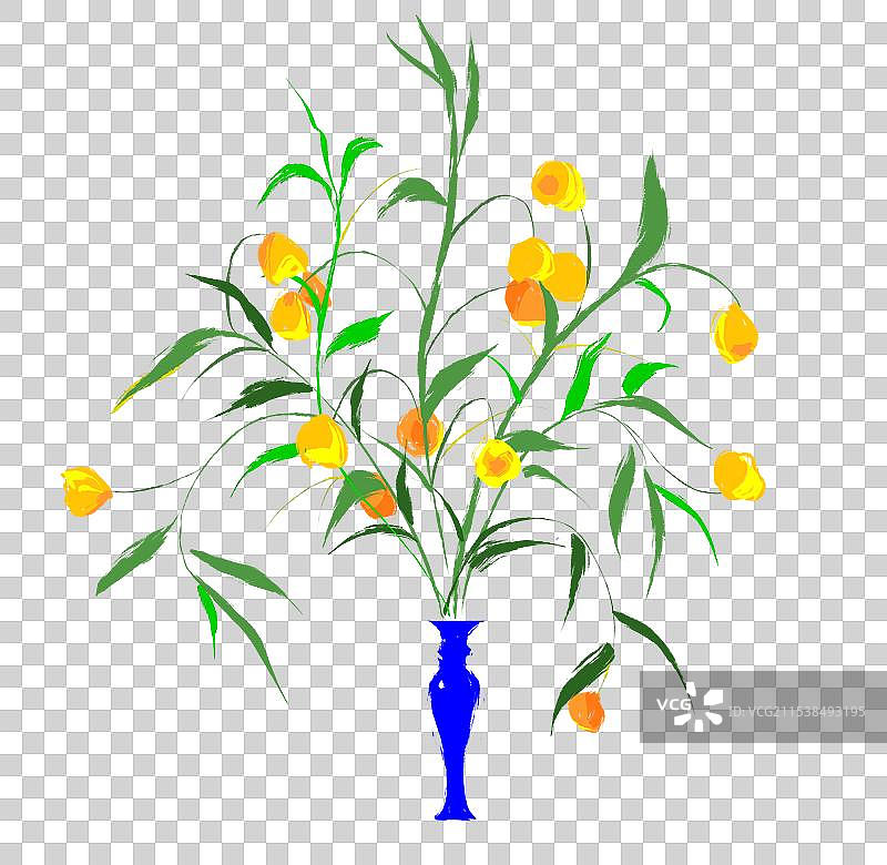 宫灯百合花卉插画元素图片素材