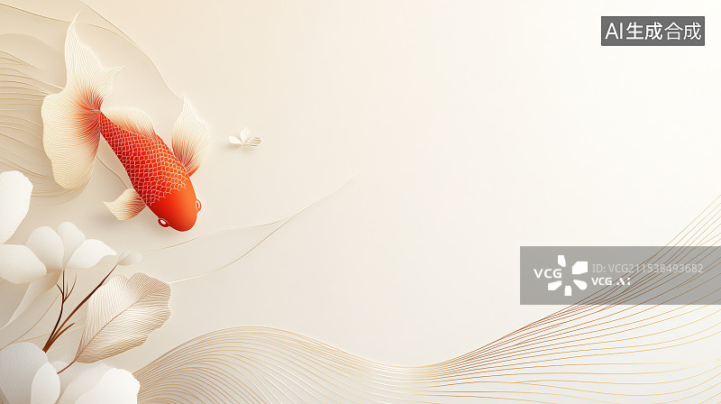 【AI数字艺术】国风锦鲤背景图片素材