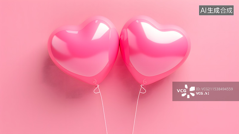 【AI数字艺术】粉色背景下的心形气球图片素材