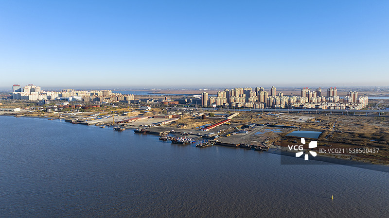 航拍辽宁营口辽河入海口风光图片素材