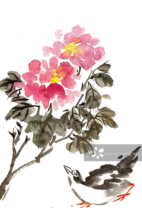 花下的小鸟图片素材