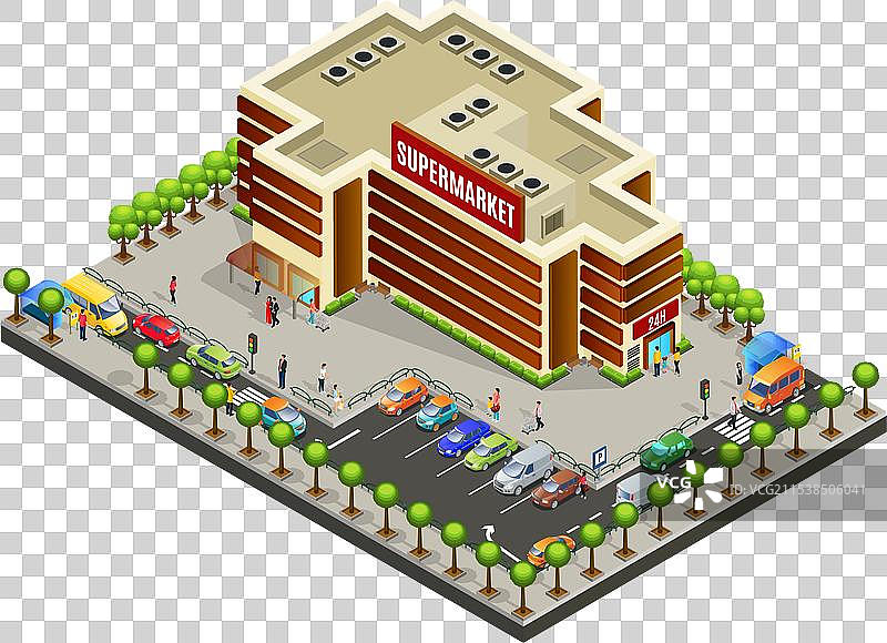 等距超市区域概念图片素材