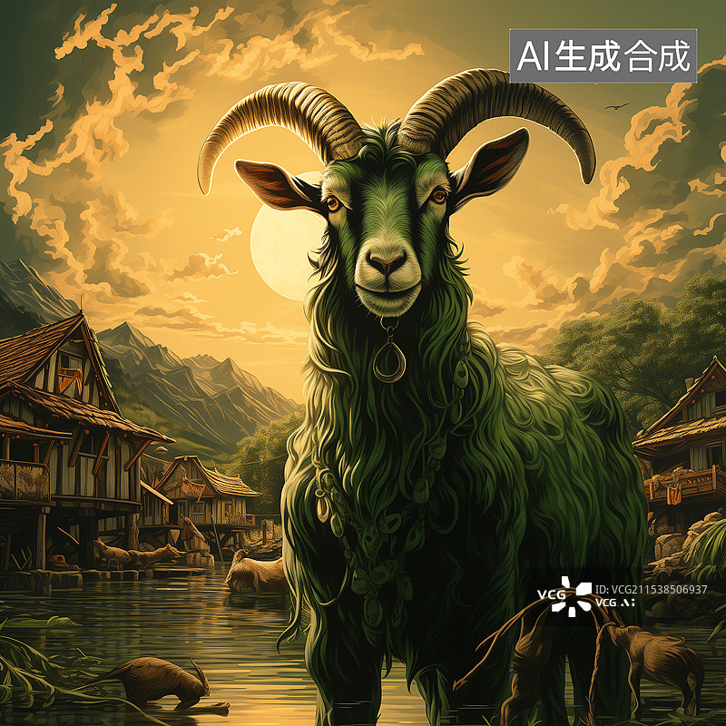 【AI数字艺术】一只公羊图片素材