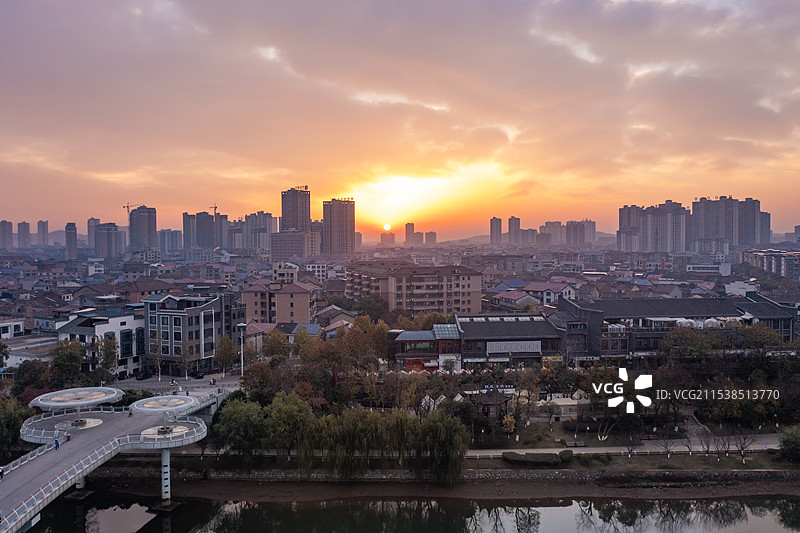 航拍湖南株洲醴陵市城市风光图片素材