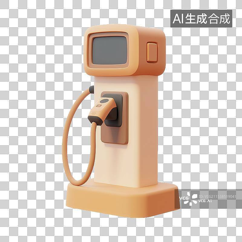 【AI数字艺术】3D风格新能源车充电桩元素图片素材