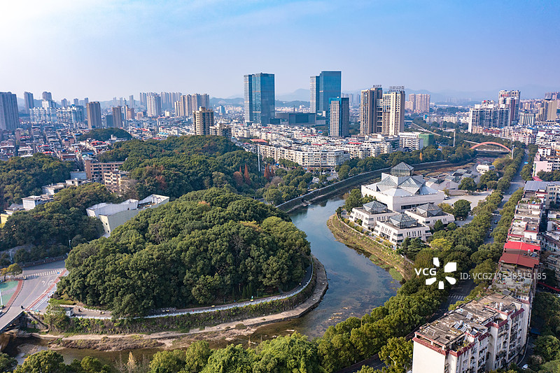 航拍江西萍乡市城市风光图片素材
