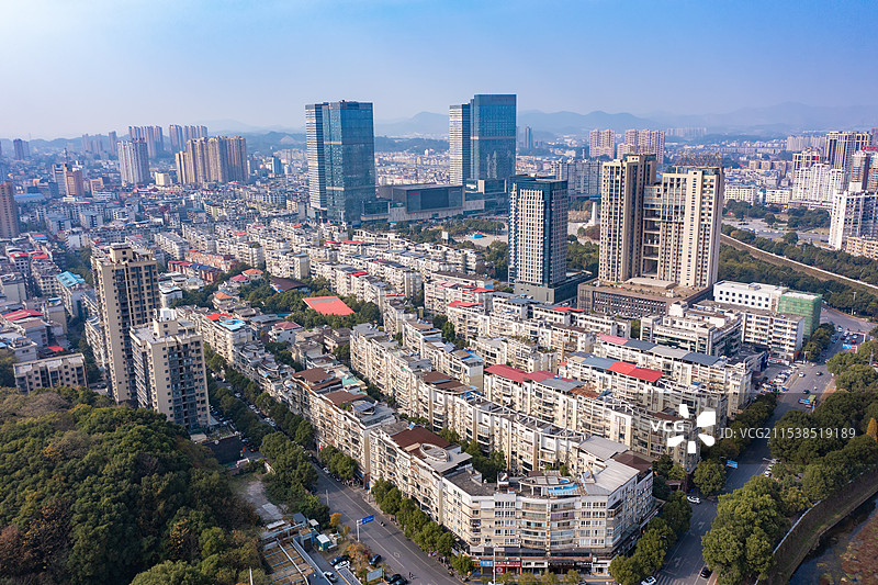 航拍江西萍乡市城市风光图片素材