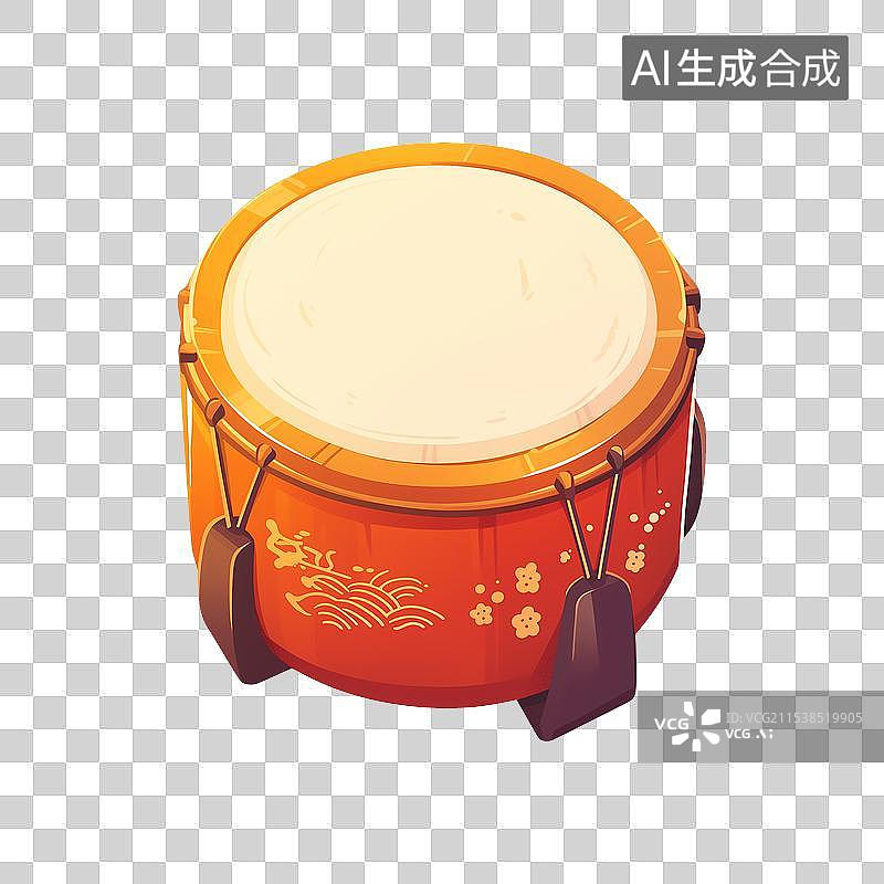 【AI数字艺术】插画风格中国鼓乐器元素图片素材