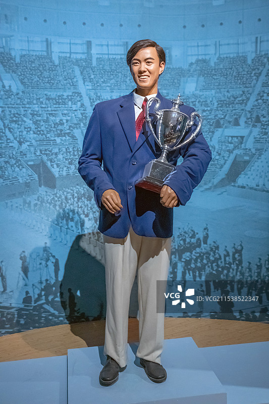 中国国家博物馆英模蜡像馆容国团(1937-1968)广东珠海人生于香港著名兵乓球运动员中国第一个世界图片素材