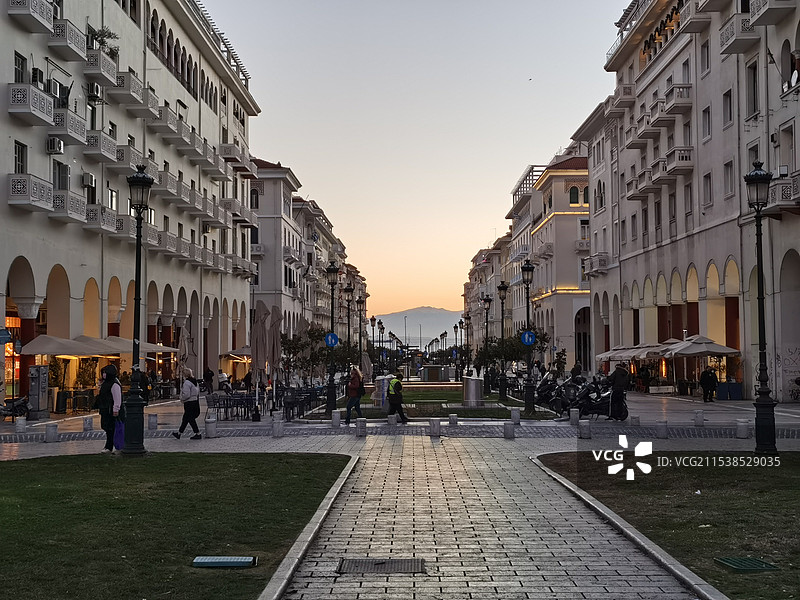 希腊第二大城市塞萨洛尼基的街道和海岸图片素材