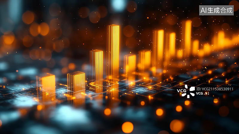 【AI数字艺术】金融经济柱状图表股票股市行情走势背景图片素材