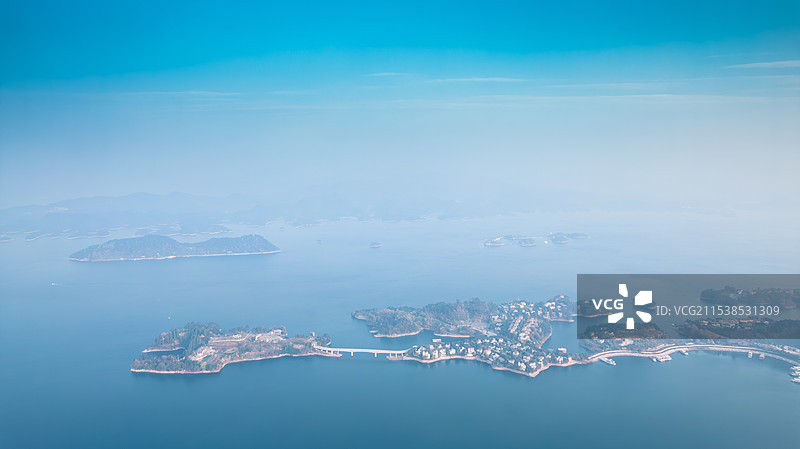 航拍风光｜浙江·杭州（淳安）｜千岛湖风景区（桃花园、桃源山庄、千岛湖植物园、龙山、农夫山泉）图片素材