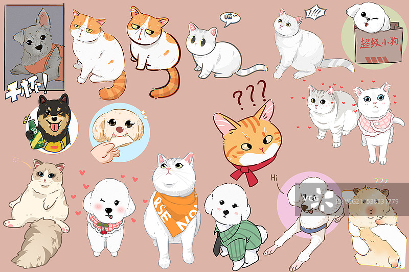 小动物元素，猫咪 狗 仓鼠图片素材