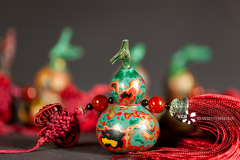 大漆彩绘葫芦挂件车挂图片素材