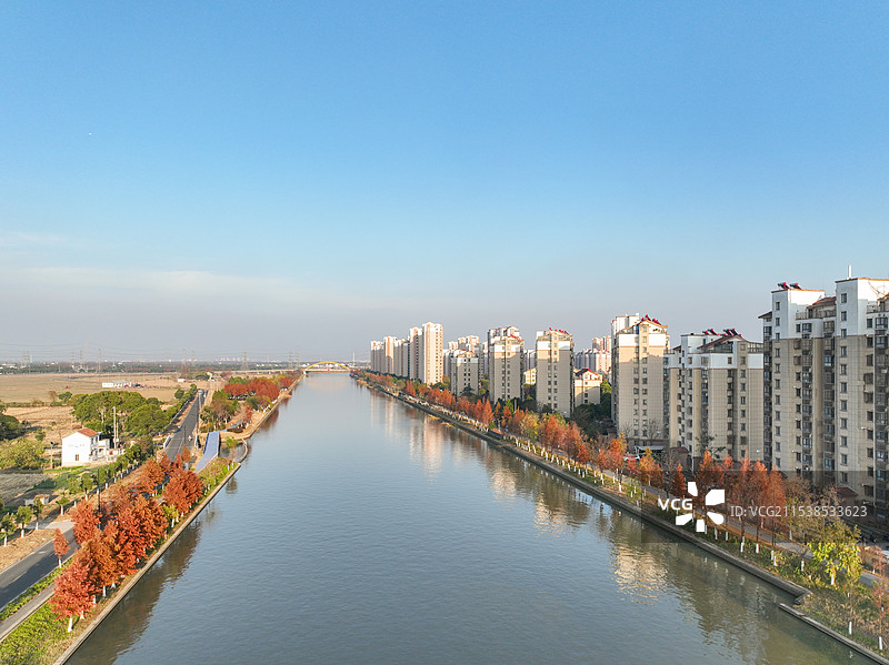 航拍昆山新塘河图片素材