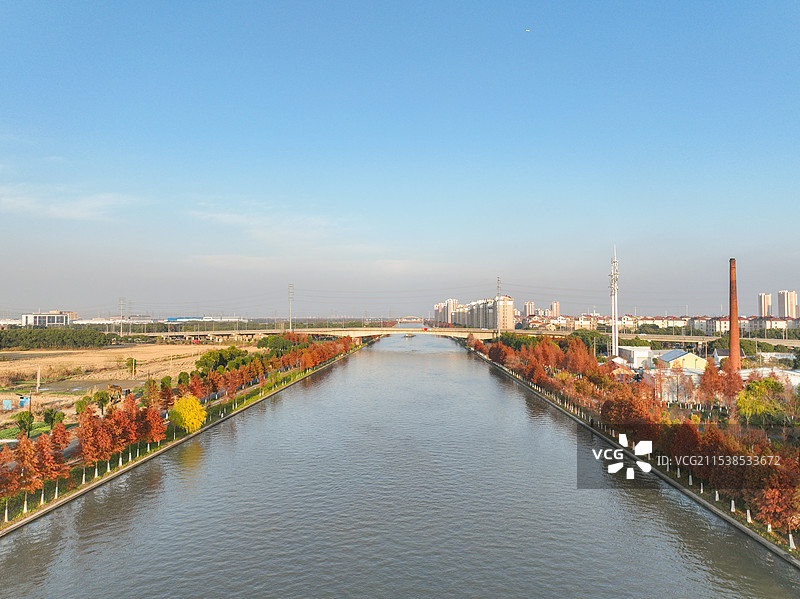 航拍昆山新塘河图片素材