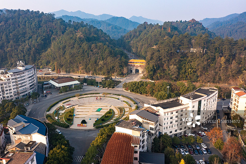 航拍湖南株洲炎陵县城景观图片素材