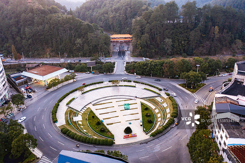 航拍湖南株洲炎陵县城景观图片素材