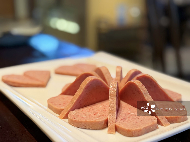 火腿午餐肉特写图片素材