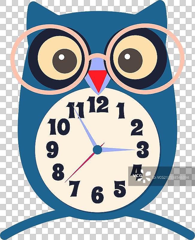 可爱的猫头鹰，拥有大眼睛和闹钟图片素材