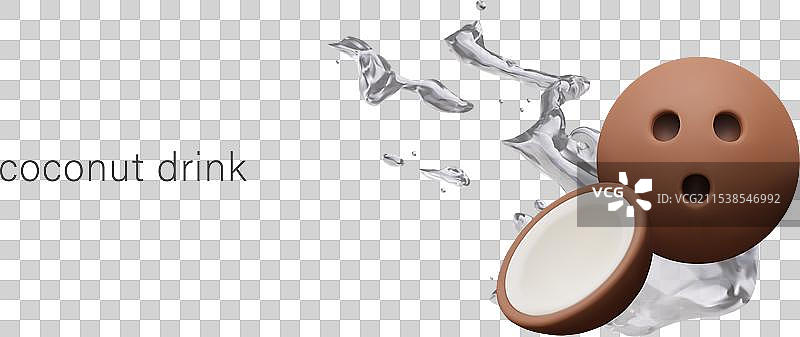 现实主义椰子饮料广告概念图片素材