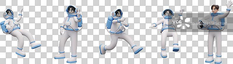不同姿势的宇航员集合图片素材