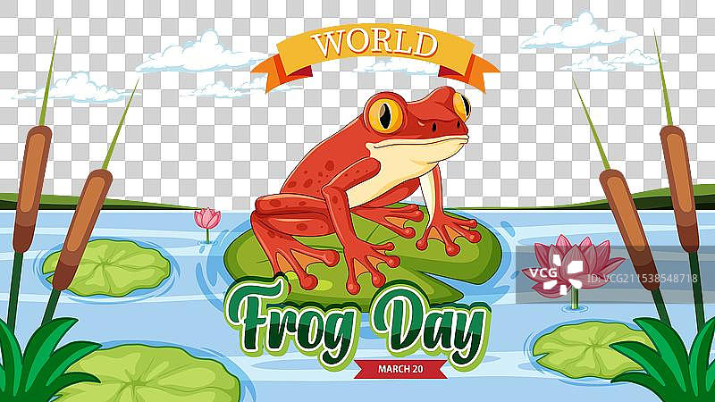 色彩斑斓的青蛙在睡莲叶上，庆祝世界青蛙日图片素材