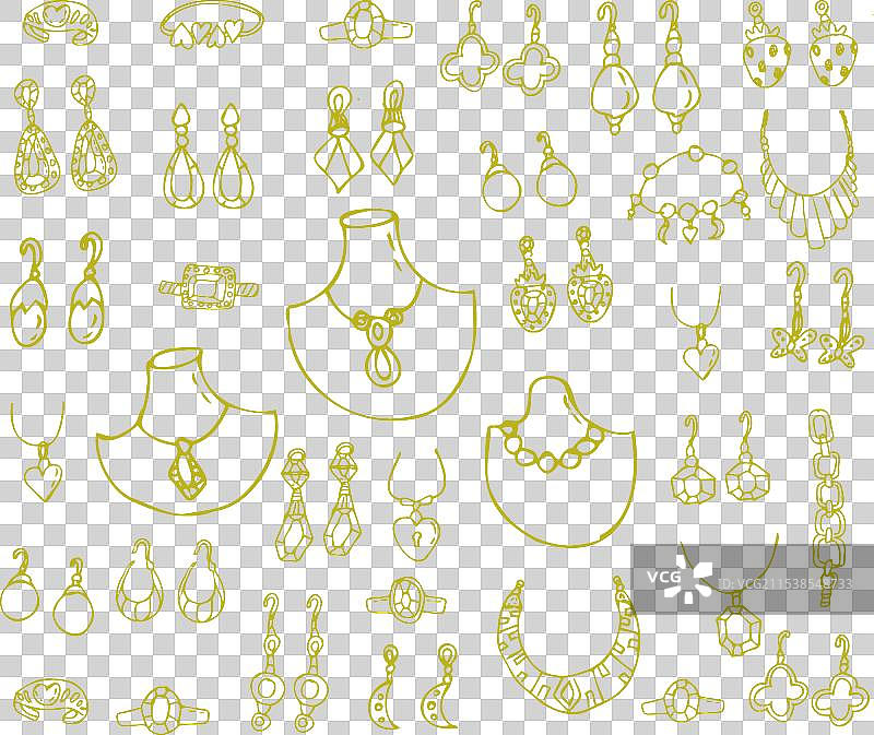 手绘的吊坠和钻石戒指珠宝图片素材