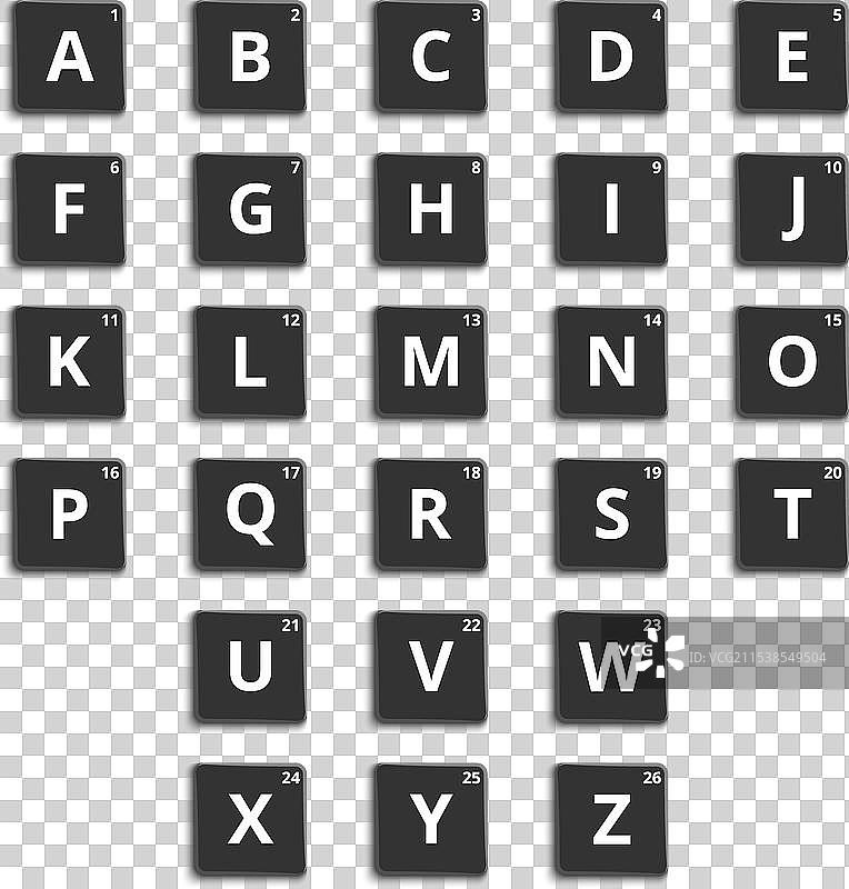 字母塑料拼图块，用于拼字游戏图片素材
