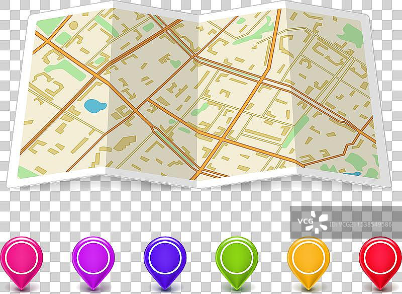 带有定位针的地图图标图片素材