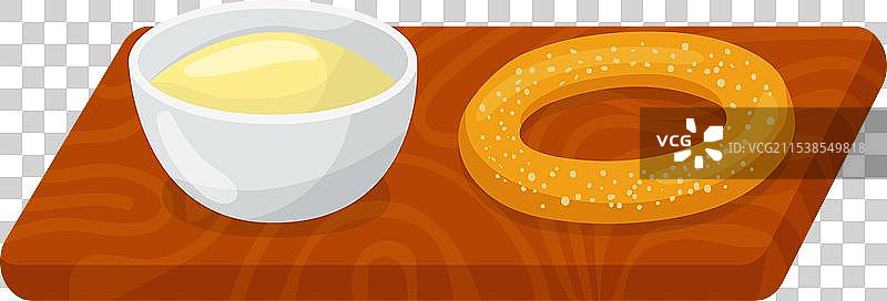 碗里的汤、面包圈、木板，舒适的食物图片素材