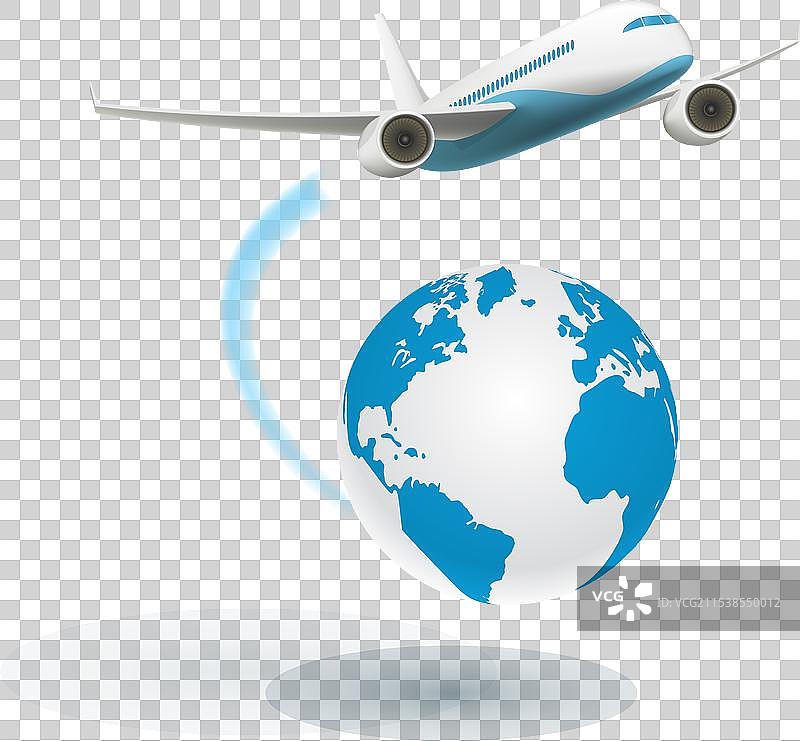 飞机环绕地球飞行图片素材
